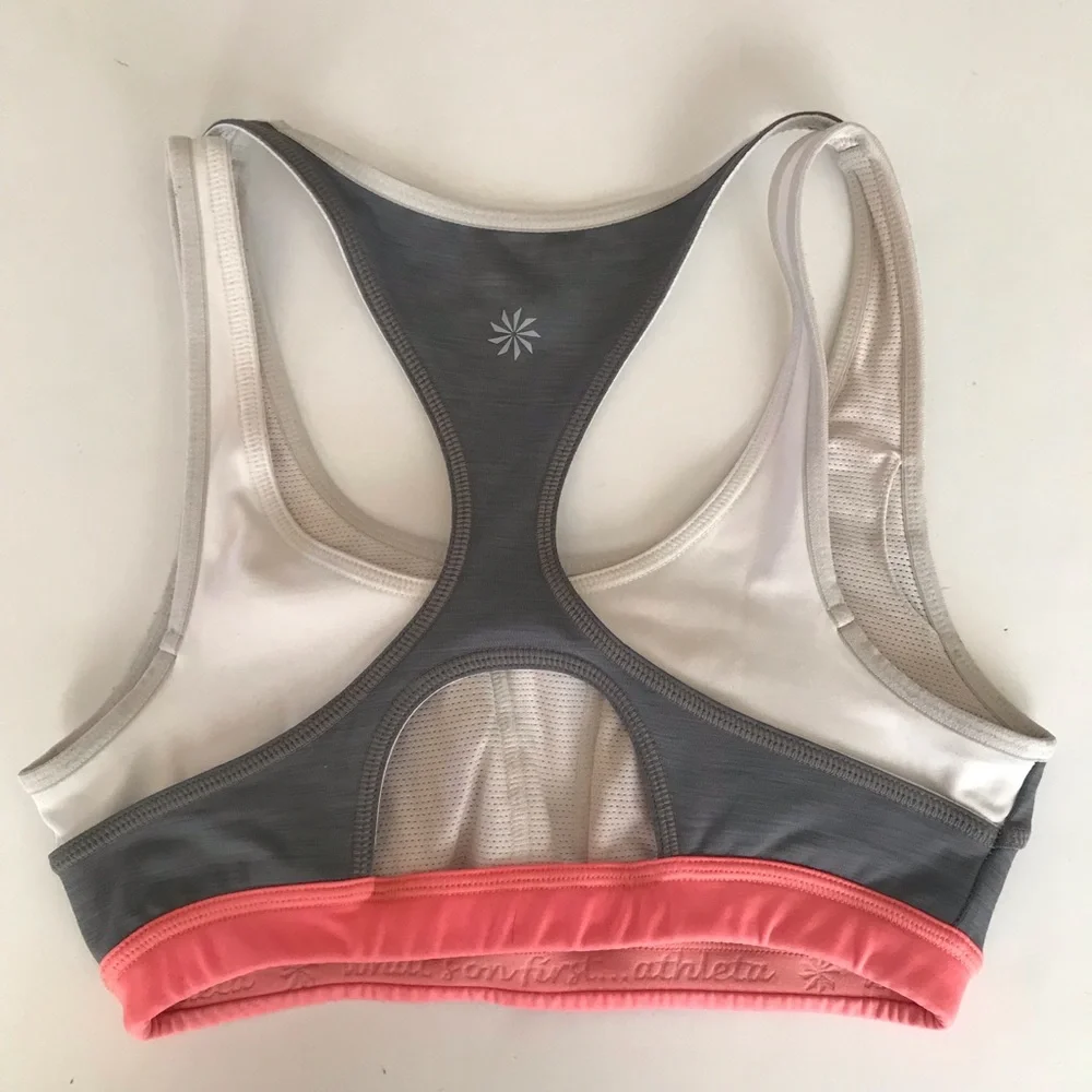 Athleta Triple Dare Sports Bra Pink Gray White Size XS XSmall._8